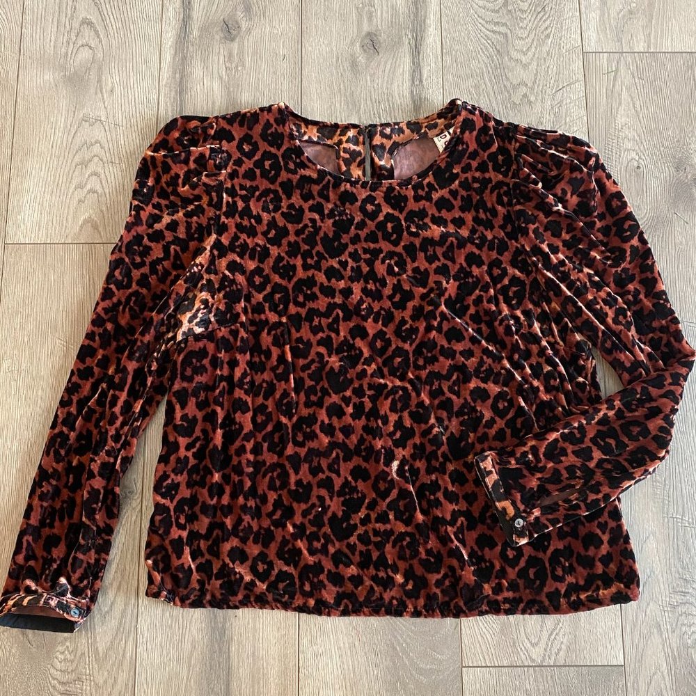Anthropologie Dolan Charley Velvet Leopard Blouse